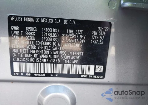 2022 Honda Hr-V Awd Ex из США, поврежденный, VIN 3CZRU6H53NM751848